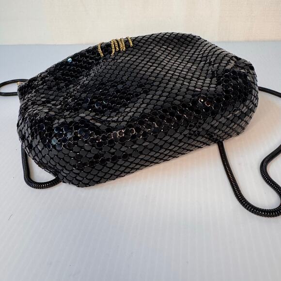 Vintage Handmade Mesh Metal Purse‎ Black Gold Whimsigoth Glam Coquette Girl - Picture 9 of 14